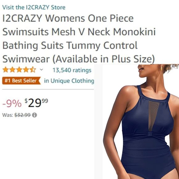I2CRAZY High Neck Plunge Mesh Ruched Swimsuit  🏝️  NEW WITH TAG!!! - Picture 14 of 15